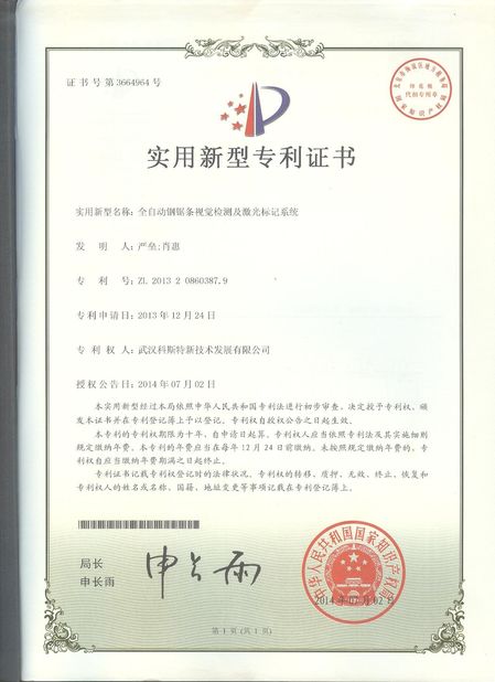 Çin Wuhan Questt ASIA Technology Co., Ltd. Sertifikalar